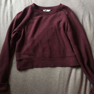 burgundy cropped crew neck
